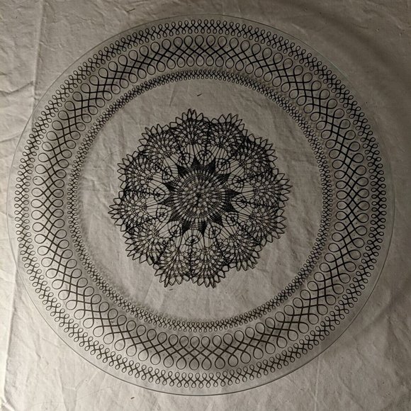 1951 Chance Glass Serving Plate and 6 dessert plates, set of 7 Black Lace - Picture 11 of 13